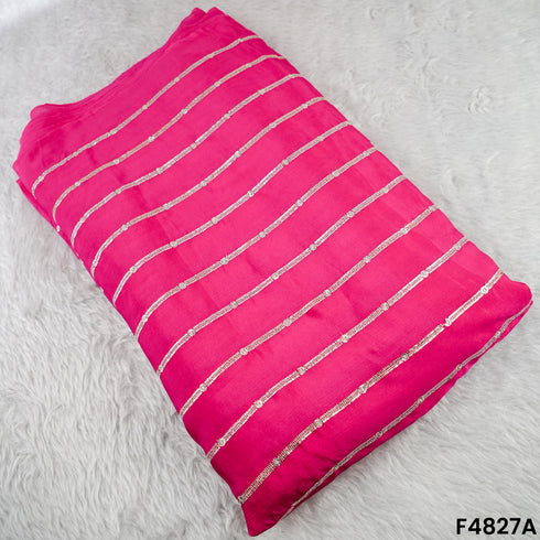 Zari Sequins Work Chinon Chiffon Fabric- F4827